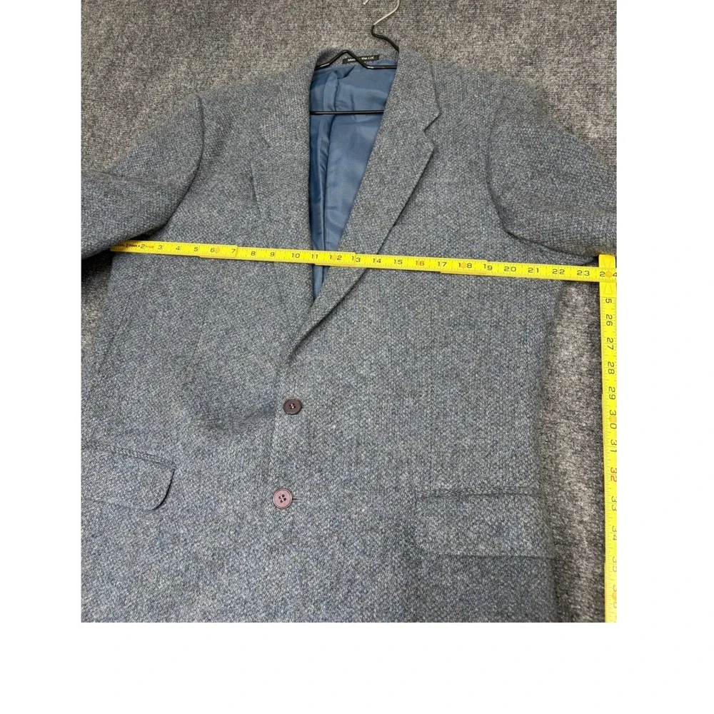 St Michael Blazer Mens 44L Blue Pure New Wool Tweed Sport Coat UK Made Vintage